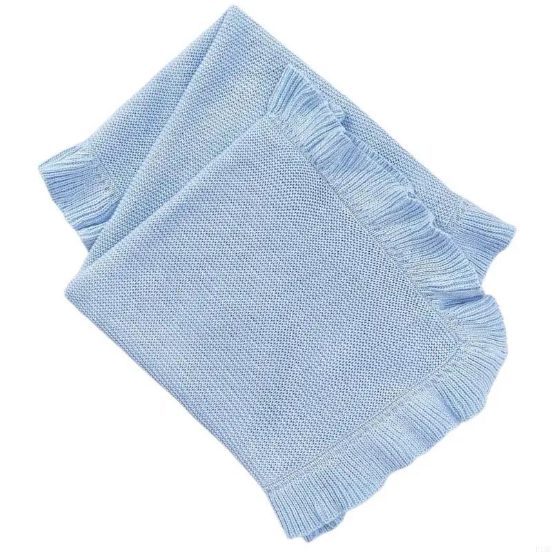 Baby Blanket for Newborns Cotton Ruffle Knitted Wrap Towel Soft and Breathable Bed Blanket for Autumn Winter 75x95cm - 4