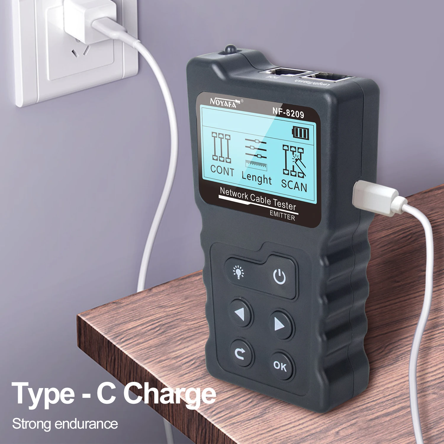 Noyafa NF-8209 internet cable tester LCD Display Measure Length cabl RJ45 Cable Tracker utp multifunctional tester Network Tool 4