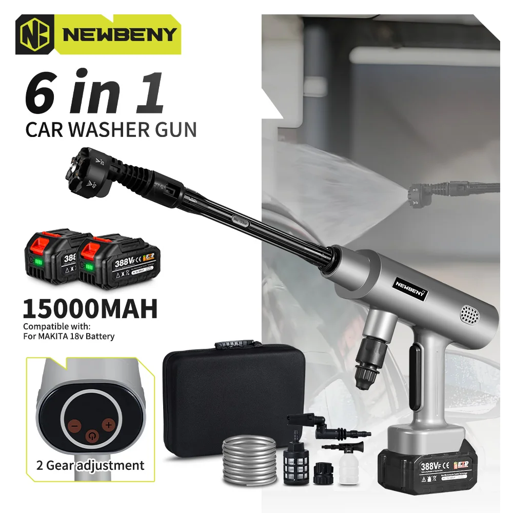 200Bar 6 IN 1 Brushless Electric Washer Cordless Car Garden Foam Generator Cleaning Machine For Makita 18V Battery Pin cordless electric washer