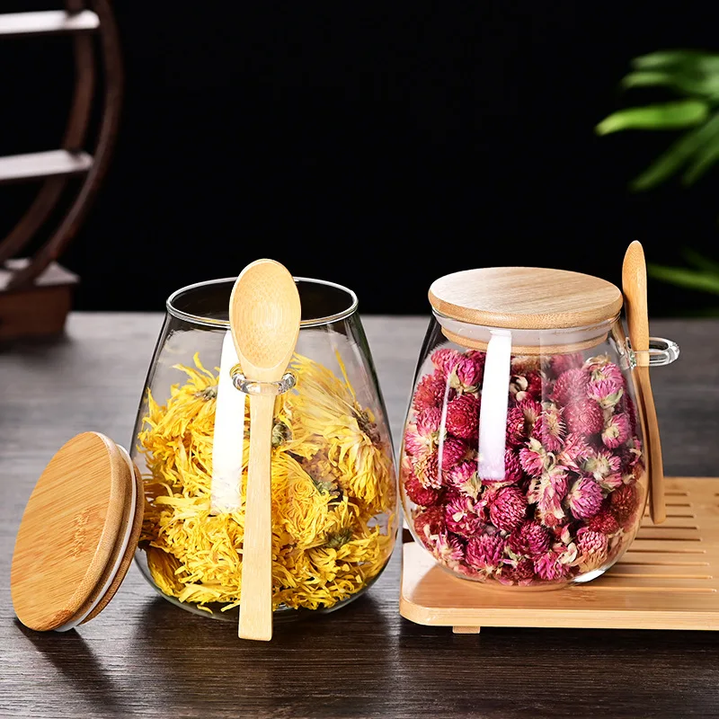 20pcs Different Size High Borosilicate Storage Candle Bottles Airtight Round Clear Food Glass Jar with Bamboo Lid 3