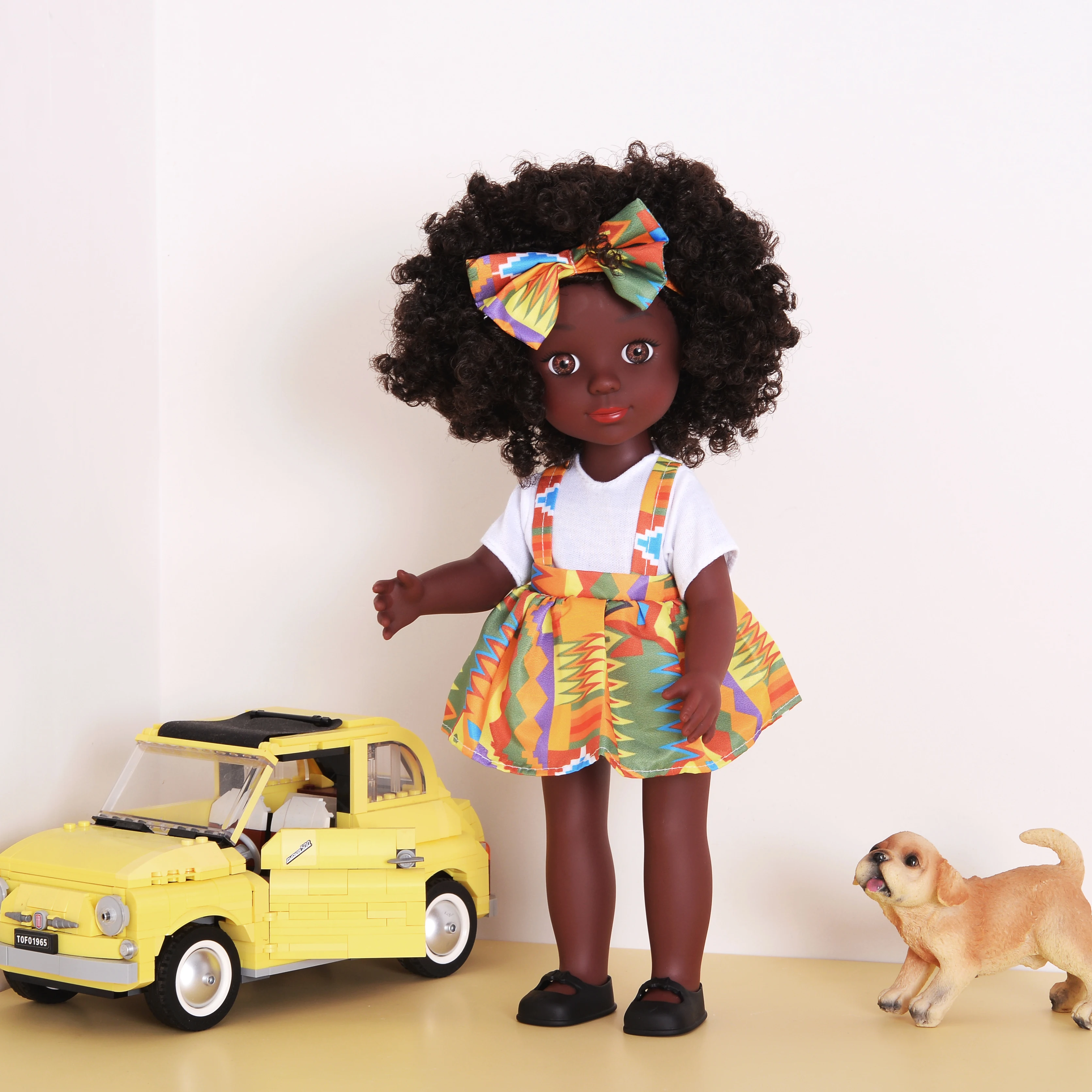 One Piece 14 Inch American African Black Doll with Curly Hair - Perfect Gift for Girls on Birthday - Full Set Included 4