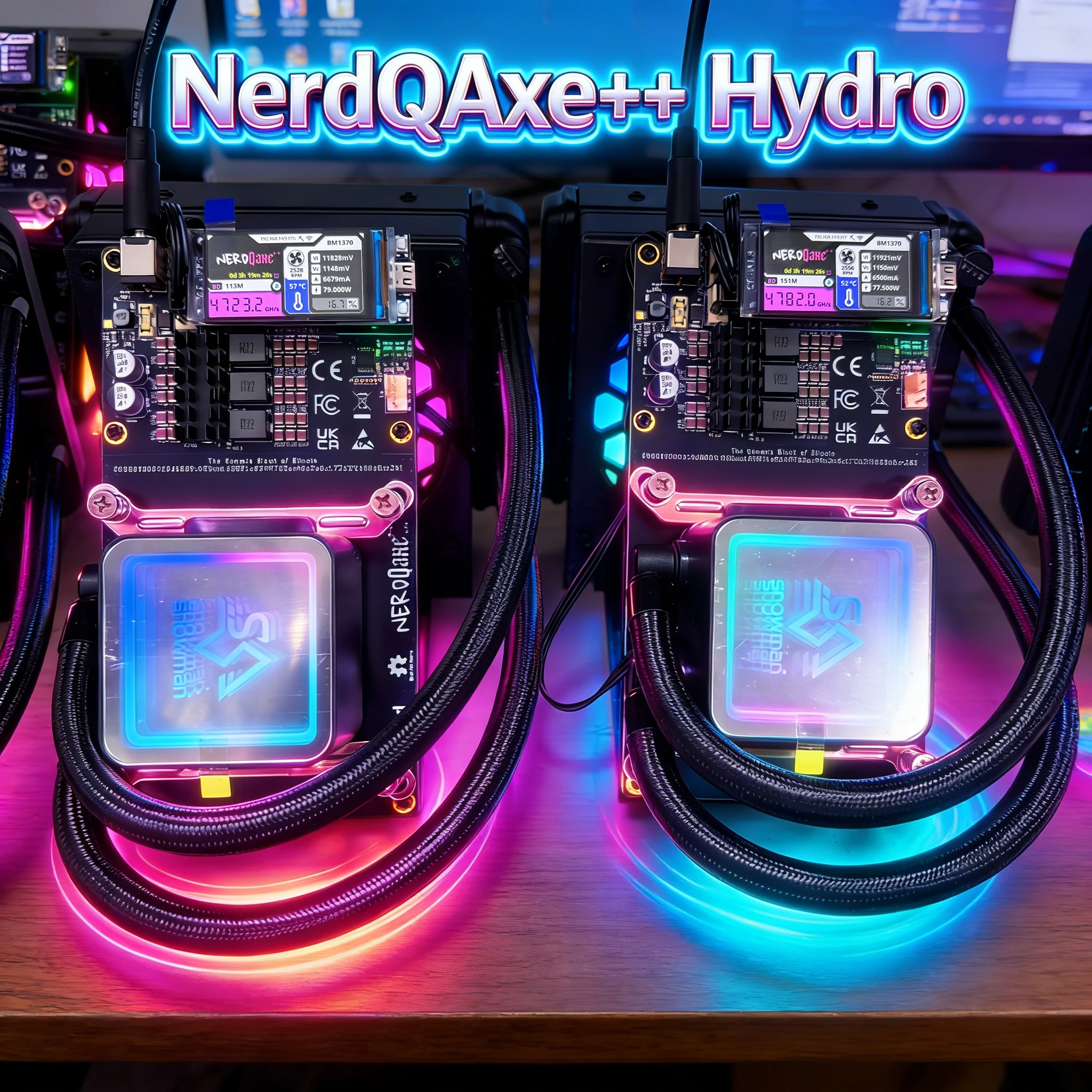 Original NerdQaxe++ Hydro Bitcoin Miner 4.8TH/s CE FCC Certification Liquid-Cooled Bitcoin Miner with 4*BM1370 ASIC Chips for btc mining machine