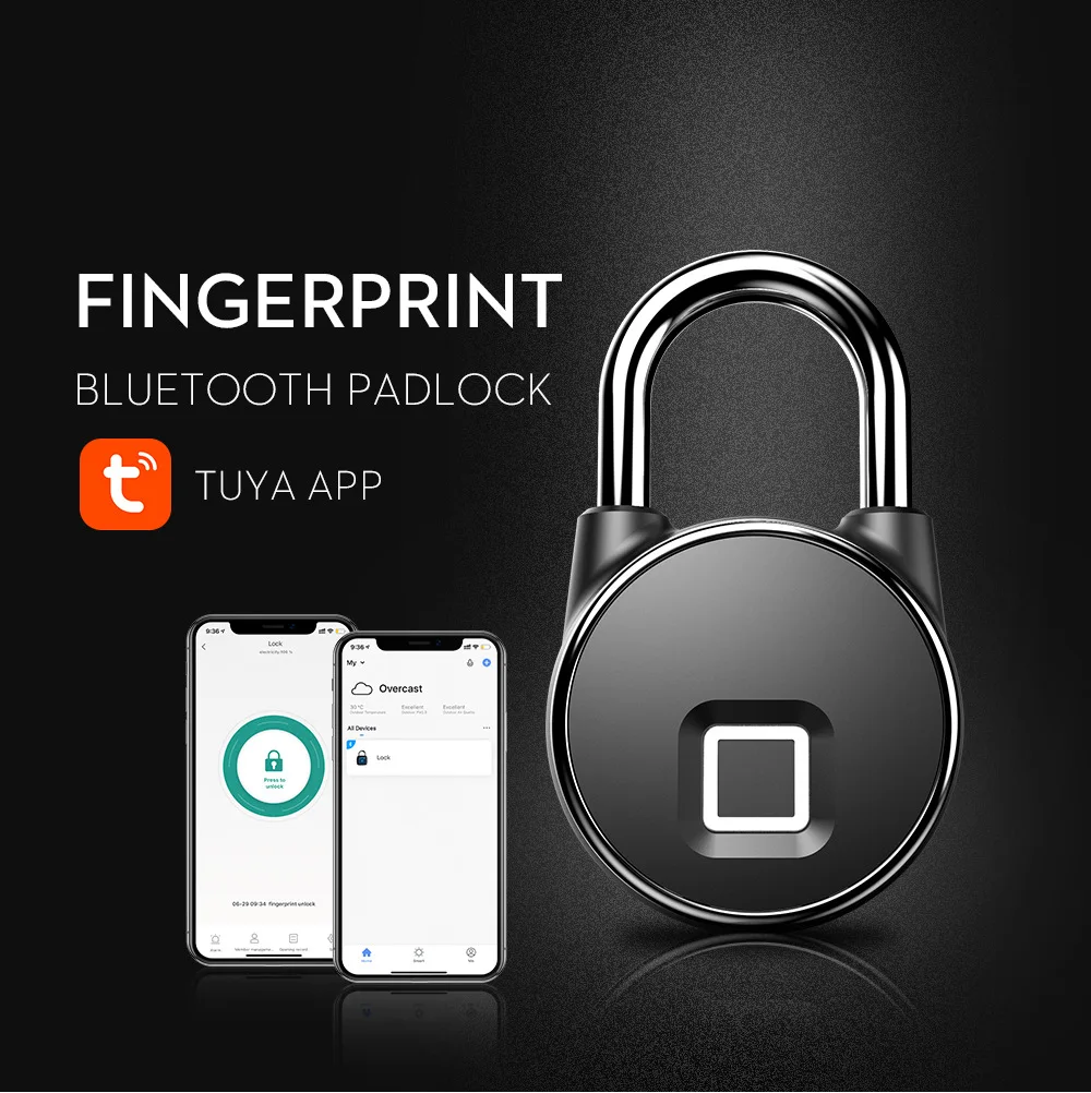 

Fingerprint Padlock Bluetooth-Compatible Lock For Tuya Smart Home Door IP65 Waterproof Keyless USB House Luggage Security Locks