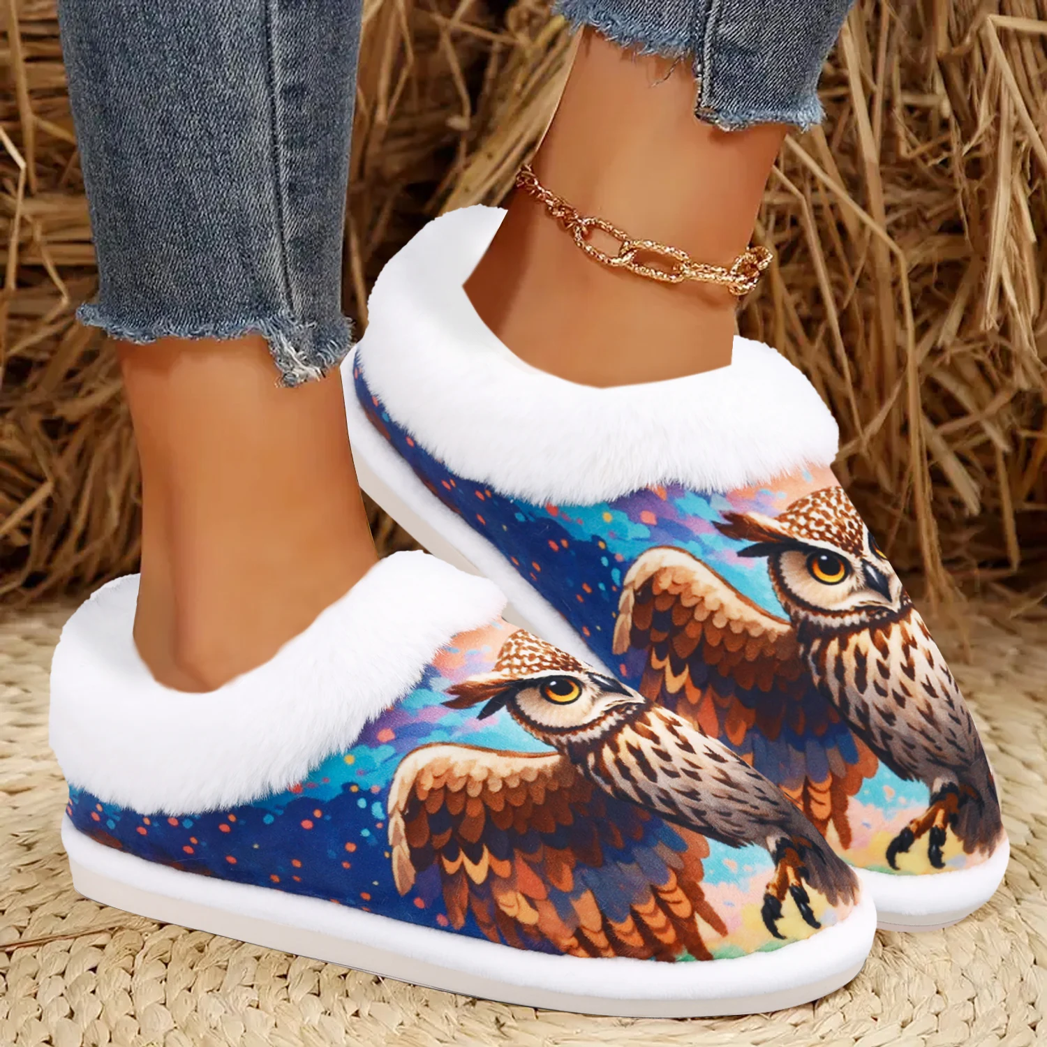 Owl House Slippers for Woman, Soft Memory Foam Womens Slippers Indoor/Outdoor, Comfy Fuzzy Slippers for Woman,Rubber Non-Slip 5