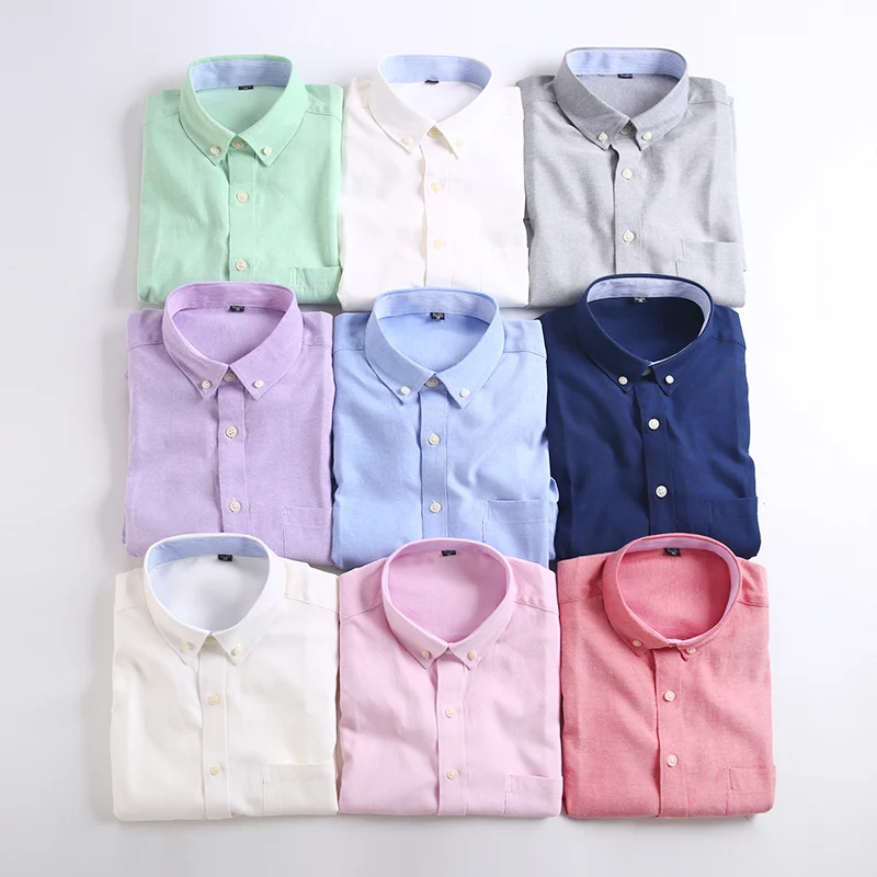 

2023 Summer New Men's Short Sleeve Shirt Man Solid Color Business Casual Oxford Shirts Work Office Male Shirts Clothes
