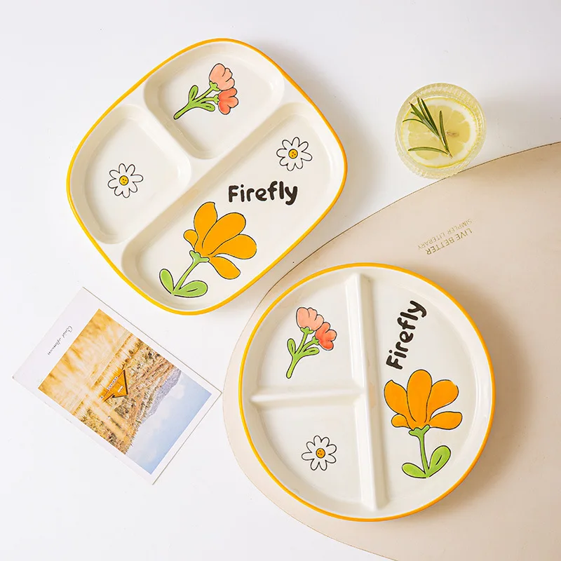 Dining Dish Ceramic Portion Control Diet Plate Divided Dessert Snack Serving for Balanced Meal