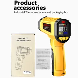 Enhanced Digital Infrared Thermometer - Non-Contact Laser Temperature Gauge, -50~600℃ (ZL600B)