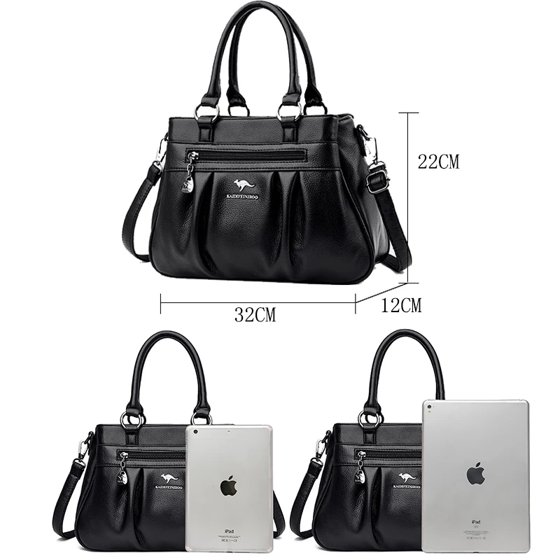 حقائب يد نسائية من ثلاث طبقات، مصنوعة من جلد البول...