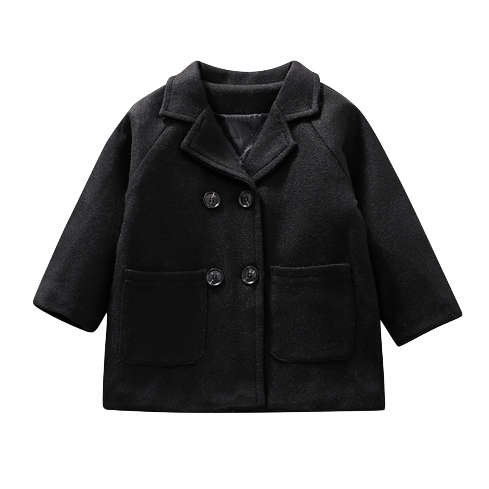 Boys Girls Coat Toddler Baby Notched Breasted Plaid Trench Wool Puff Size 10