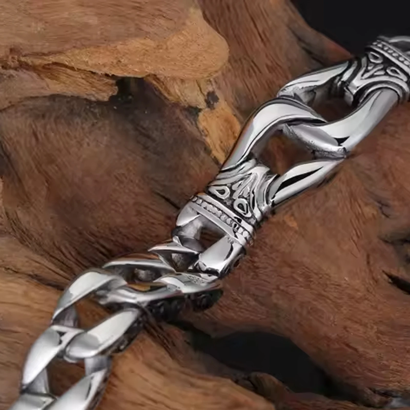 Men's Cuban Bracelet, Motorcycle Rider Wrist Bracelet, Stainless Steel Jewelry