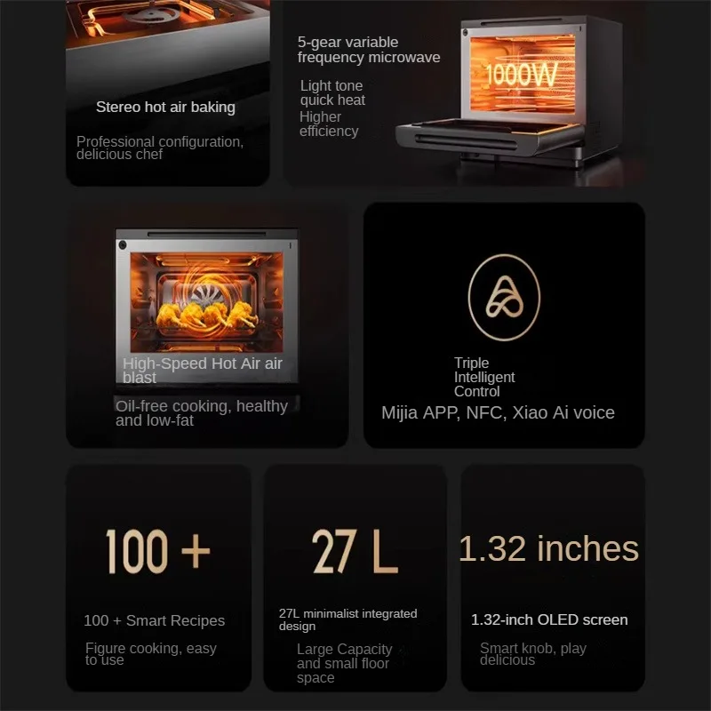 Xiaomi Mijia 27L Oven New Product Defatting APP Interconnection Integrated Intelligent Variable Frequency Micro Steaming Oven 5