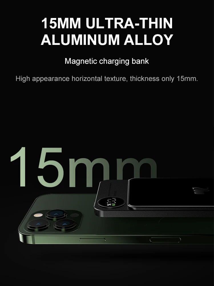 Mobile power bank for Macsafe Powerbank Wireless Charging Magnetic Ultra-Large Capacity 10000mah for iPhone 14, 13, 12 ,11