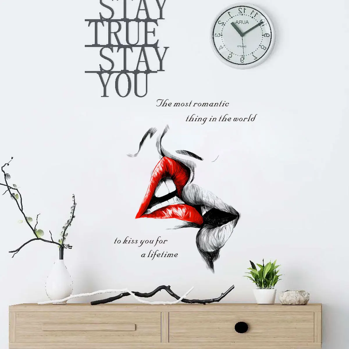 

Slogan Graphic Wall Sticker Mouth Print Wall Art Decal For Home Decor Background Wall Decoration And Beautification