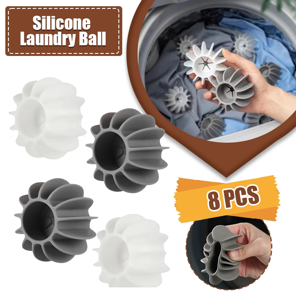 Laundry Ball 8Pcs Silicone Laundry Ball Anti-tangle Catcher Reusable Clothes Cleaning Tools Washing Machine Pet Hair Remover Filter