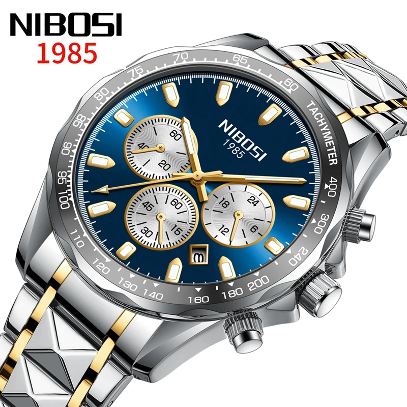 

NIBOSI Mens Watches Top Brand Luxury Business Male Chronograph Quartz Watch Date Clock Waterproof Wristwatch Relogios Masculino