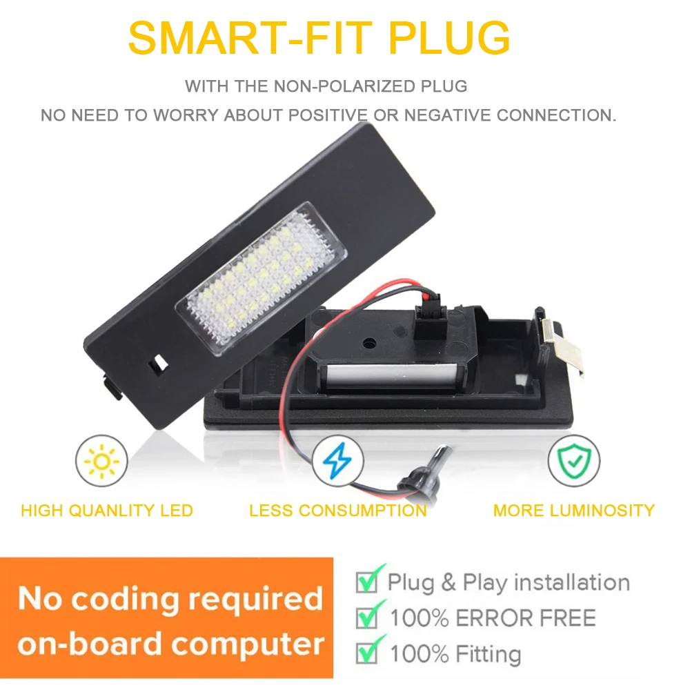 Kit éclairage Plaque LED Pour BMW Série 1 E81/E87 Et Mini Cooper - Blanc Xénon 6000K, Compatible Canbus, 2 Pièces
