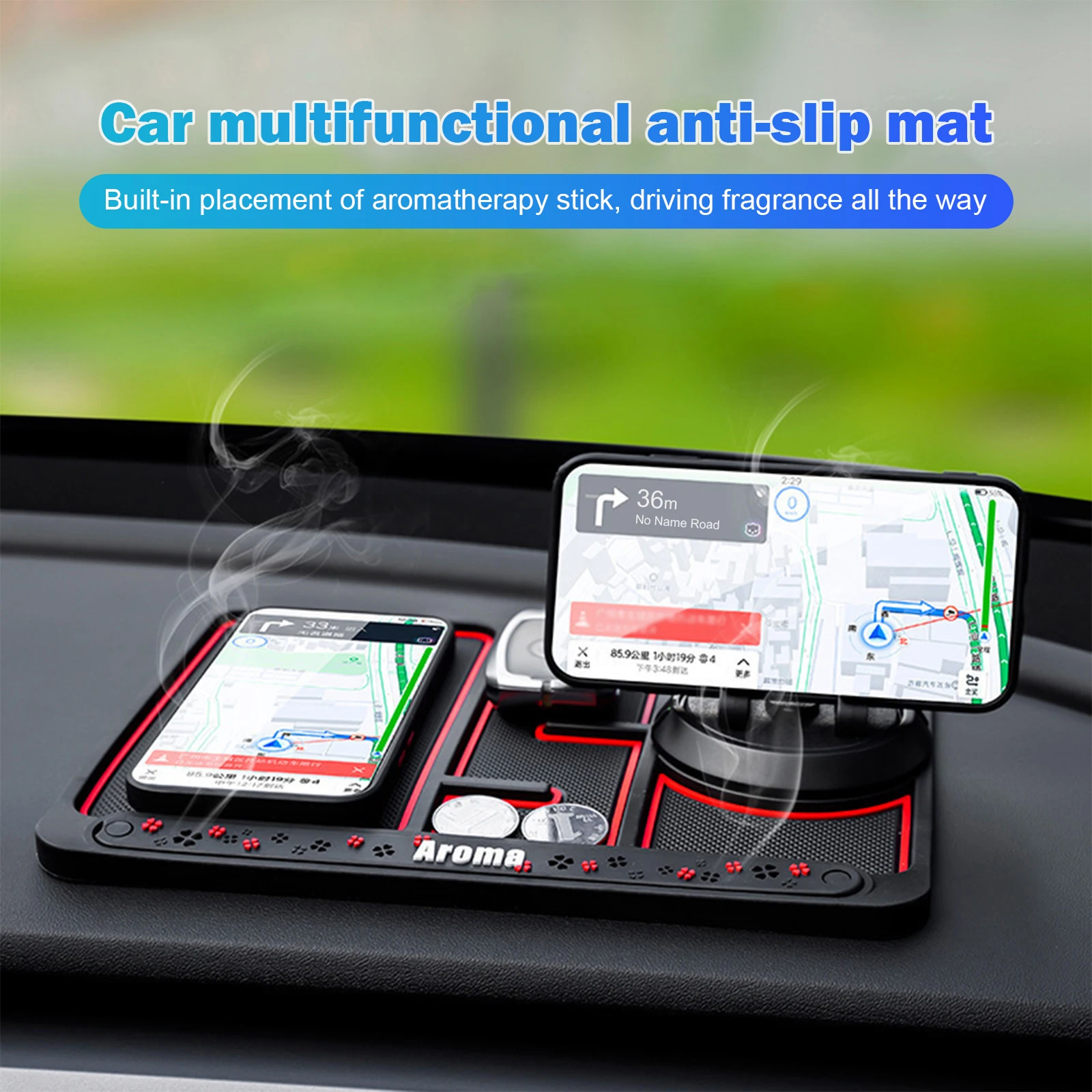 Dash Phone Holder Multifunctional Car Anti-Slip Mat Auto Phone Holder Non Slip Sticky Dash Phone Mount Parking Number Card Dashboard Car Pad Mat
