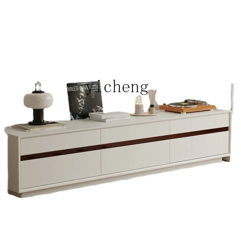 

Zk Cream TV Cabinet Modern Minimalist Living Room White Home Floor Minimalist Laser Cabinet