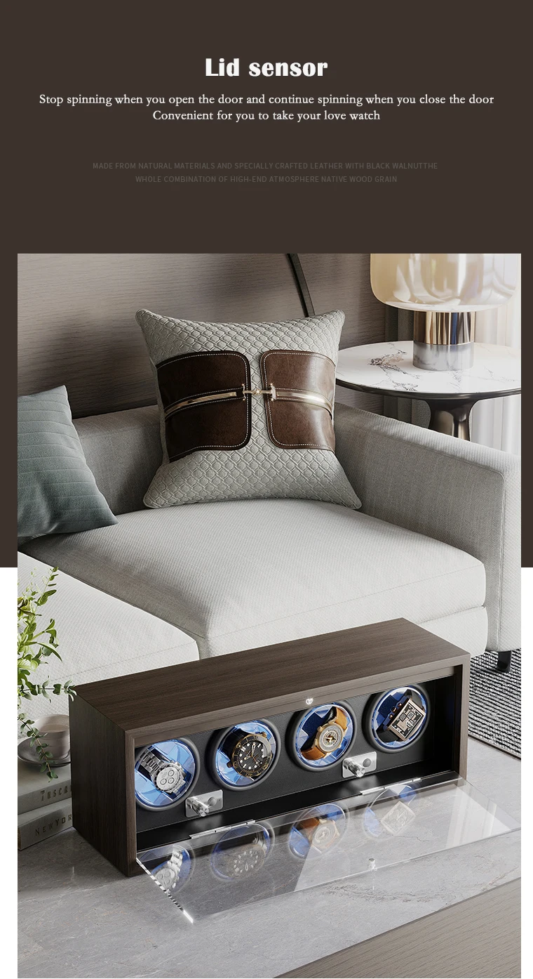 Luxury 4-Slot Automatic Watch Winder Box with High-Precision Japanese Motor, Premium Wo... - SKU LAWW1132 - UGI Packaging