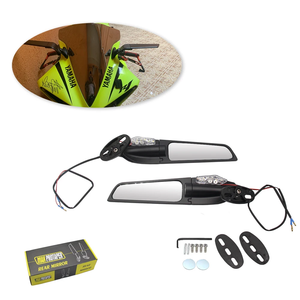 

1 Pair Motorcycle modification with fixed wing rearview mirror spoiler for Kawasaki Yamaha illuminated rearview mirror Black