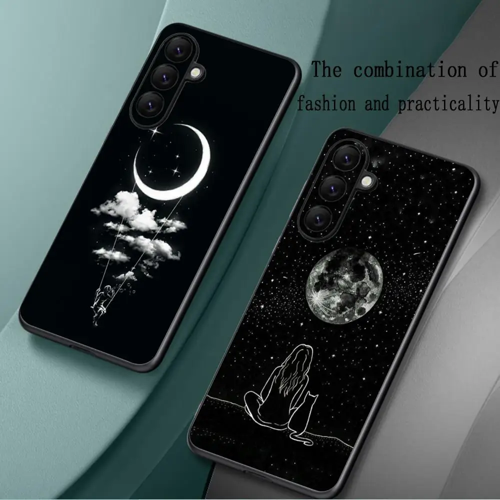 Moon Cool Design Soft Black Phone Case