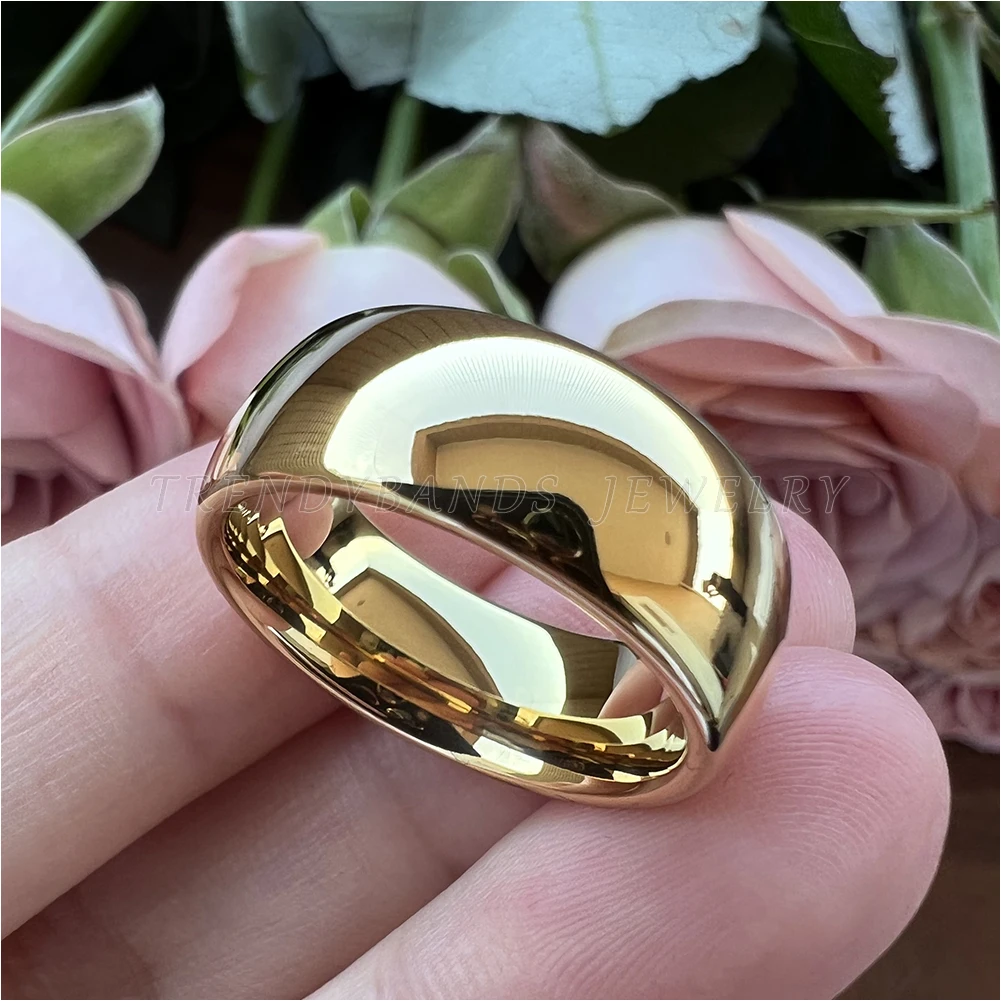 8 mm 6 mm Wolfram-Eheringe für Männer und Frauen, Verlobungsring, klassischer Schmuck, gewölbt, hochglanzpoliert, bequeme Passform – Detail 7
