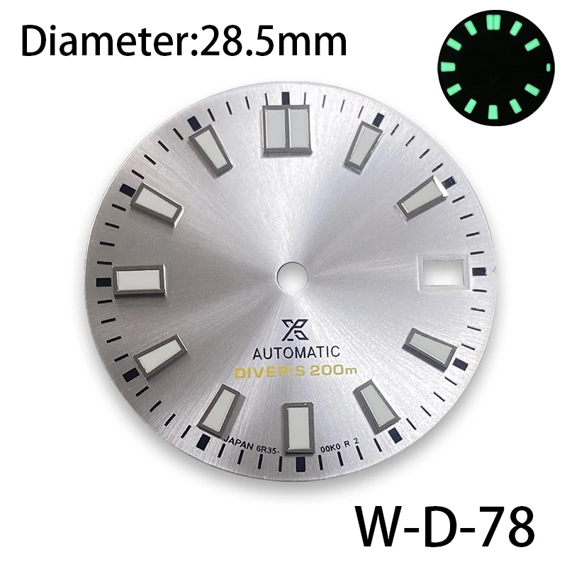 28.5mm S Logo Big Nail Modification Dia Fit NH35/NH36/4R Automatic Movement Green Luminous Watch Accessories