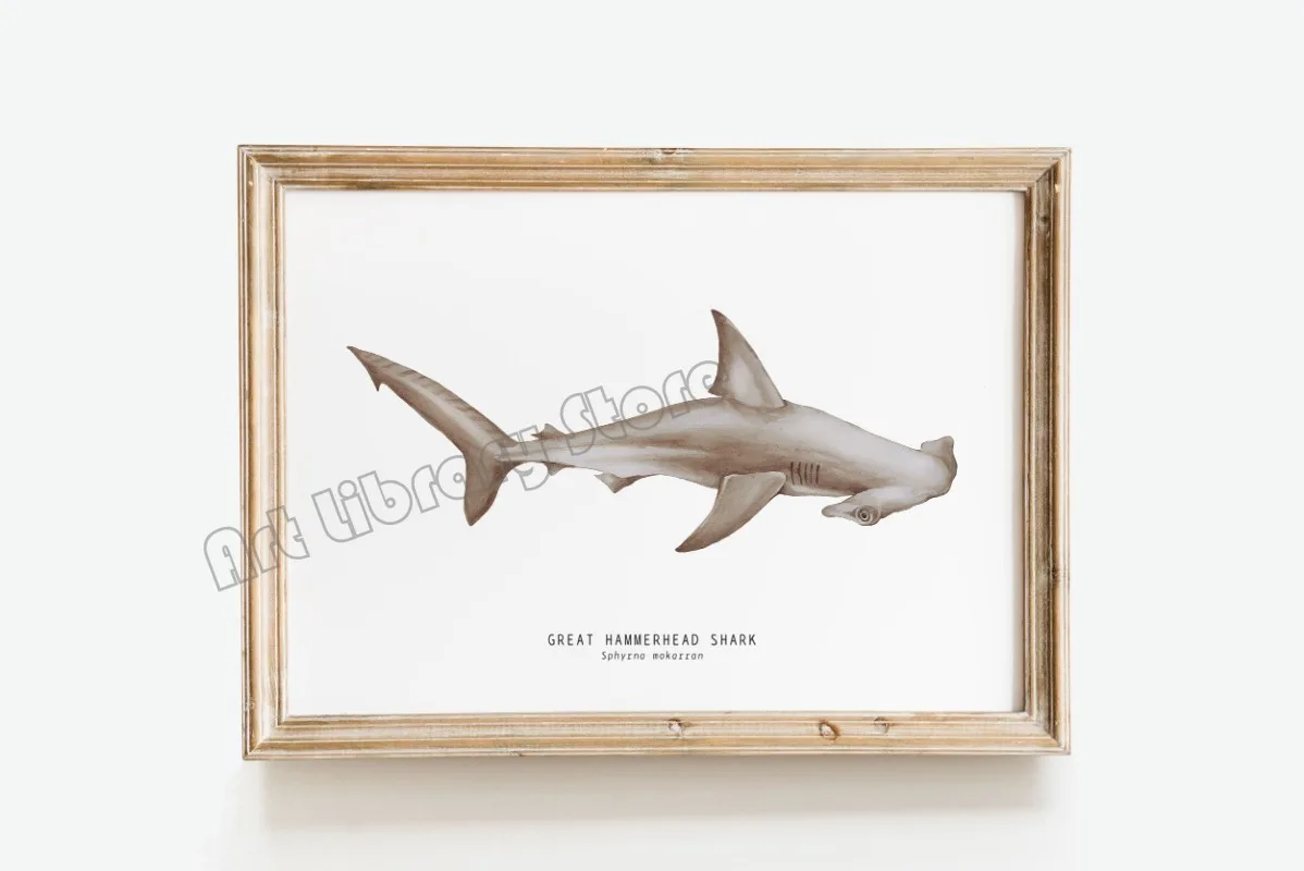 Marine Life Ocean Animals Canvas Art Poster - Whales, Sharks, and Turtles