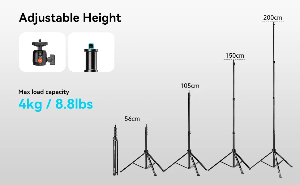 RA-S200 Light Stand for Photography Lightweight Light Stand for COB Lights, Refl