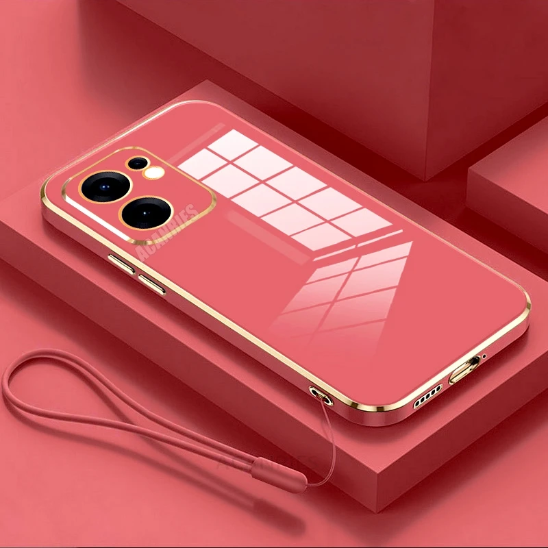 Luxury Plating Lanyard Silicone Shockproof Soft Back Case