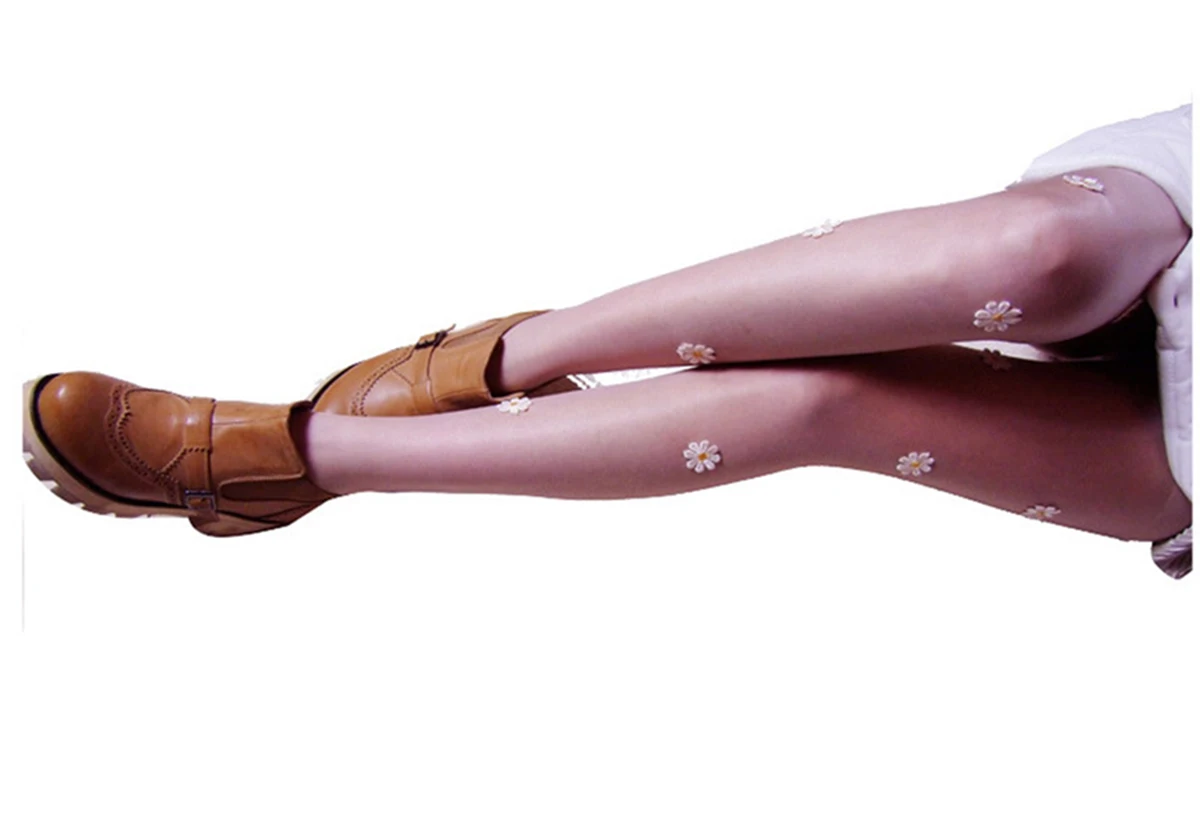 Lady Sheer Pantyhose Stocking Silk Women Tights Decorated With Flowers Accessories 4