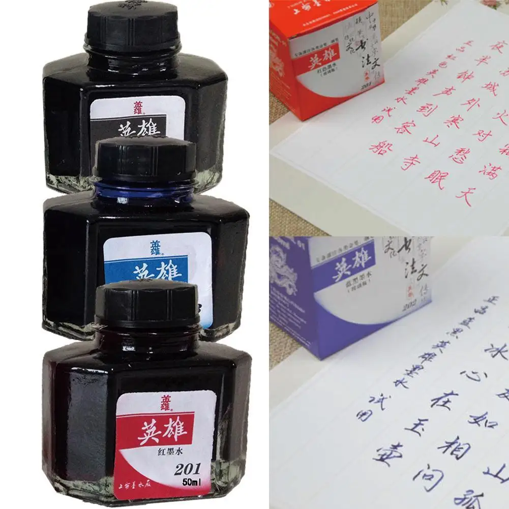 50ml Fountain Pen Inkwith Bottle 201 202 203 204 Red Blue Black Ink Office Stationery Supplies Student Stationery 2