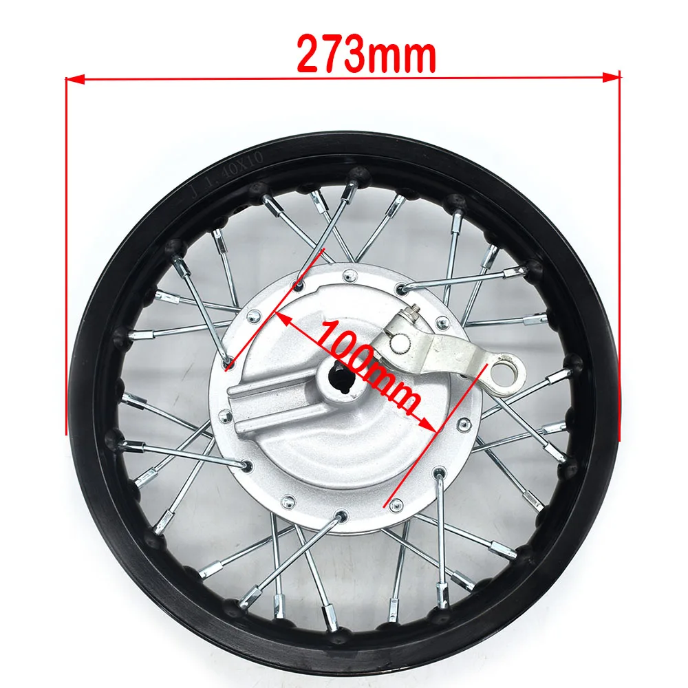 10 Inch Rims 1.40-10" Aluminum Alloy Circle Drum Brake Hub 12mm Front Wheel Axle For Small Kid's Dirt Pit Bike Motorcycle