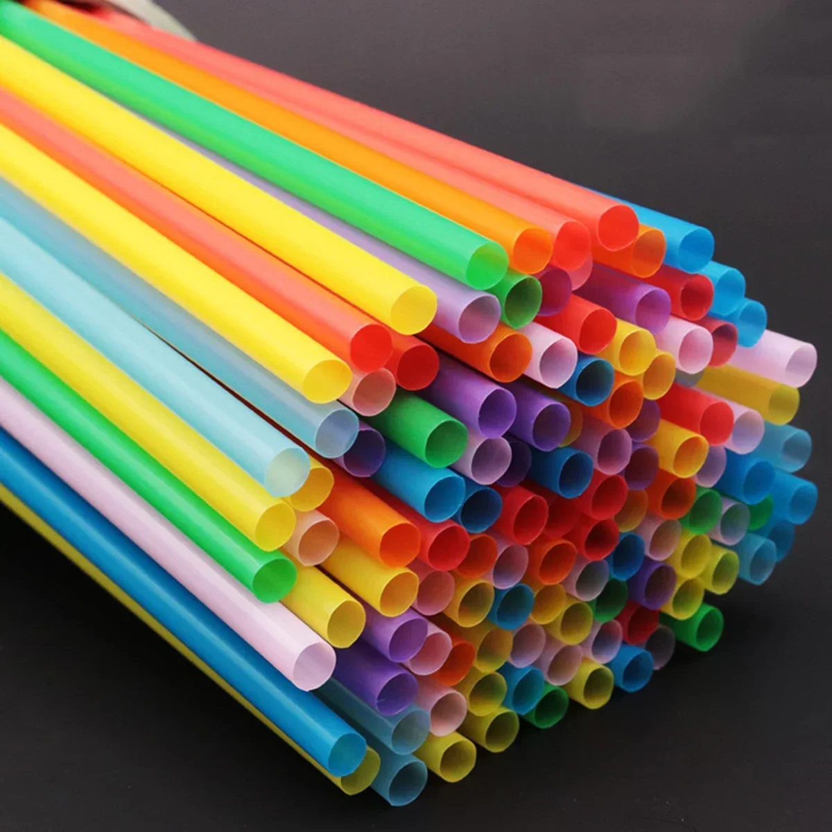 100pcs Plastic Straight Straw for Disposable Fruit Juice Drinks