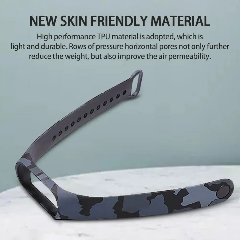 Mi Band 4 5 6 용 실리콘 팔찌 TPU 스트랩, 위장 스트랩 교체 손목 밴드, Mi Band 스포츠 방수 시계 밴드