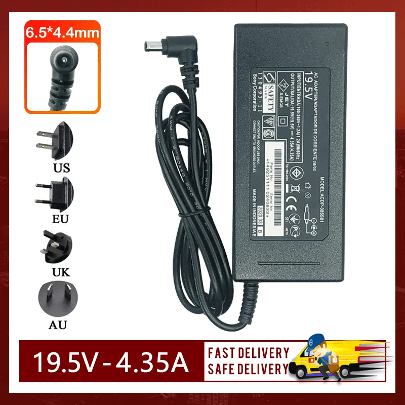 

New 19.5V 4.35A 85W 6.5*4.4MM AC Adapter For Sony ACDP-085S01 LCD TV Power Supply charger