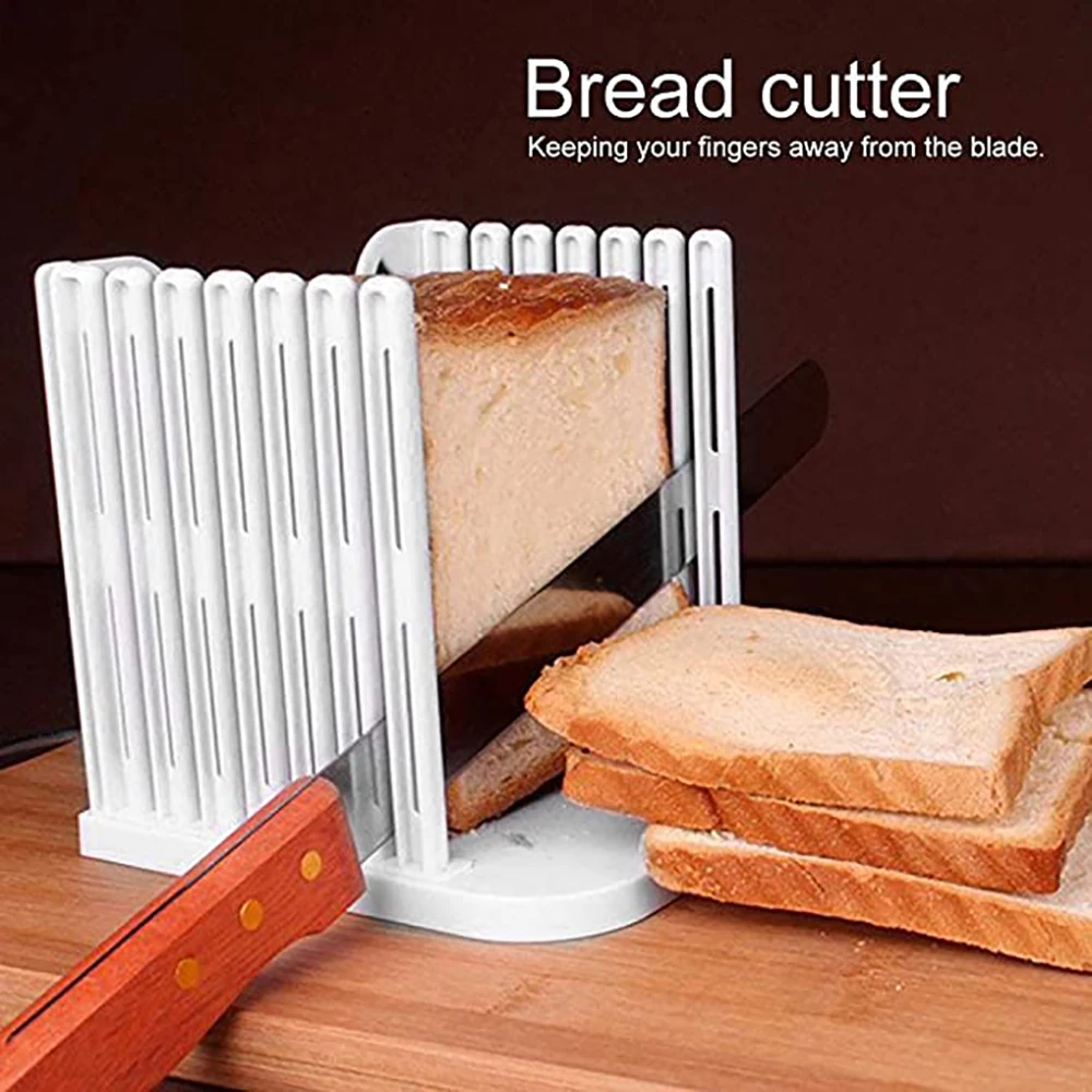 Cortador de tostadas ajustable/guía de corte para pan casero, pan de  plástico para rebanar pan, herramientas plegables para hornear de cocina  (blanco)