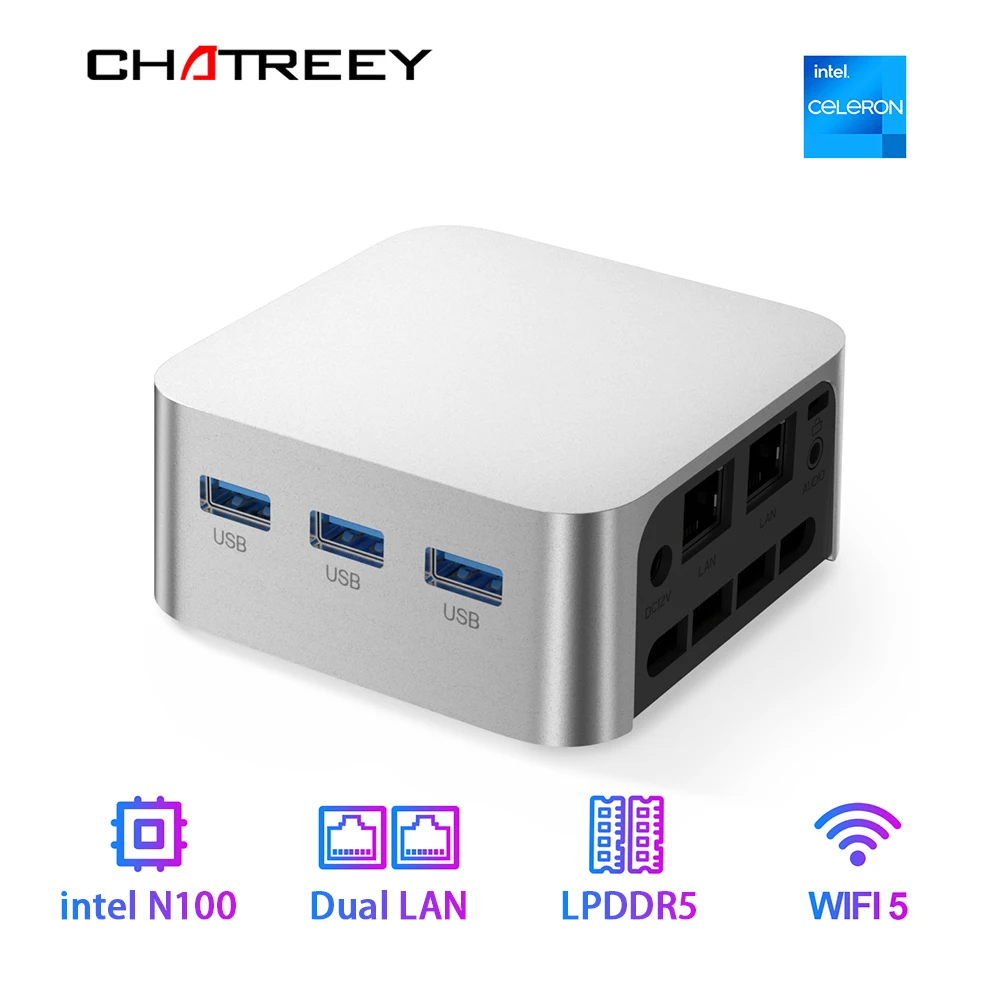 

Общение Intel Celeron N100 T8 Plus мини-ПК SSD Windows 11 компьютер Dual LAN три HDMI брандмауэр сервер wifi 5