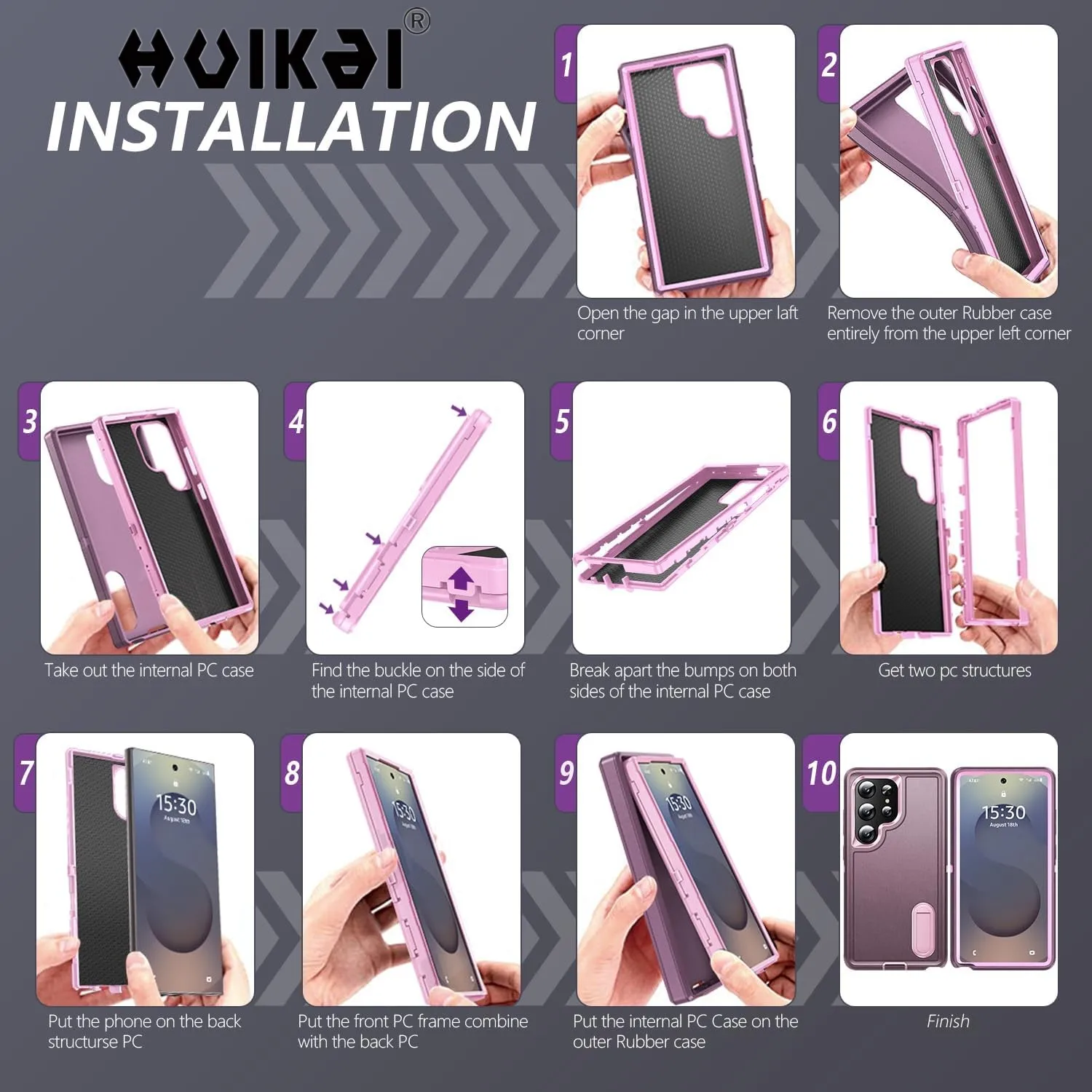 Heavy Duty Shockproof Rugged Phone Case with Kickstand - Anti-Scratch Protection