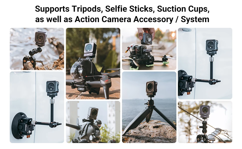 Magnetic Adapter Mount for DJI Osmo Action 4 /3 / 2 w Adapter Connection & 1/4”