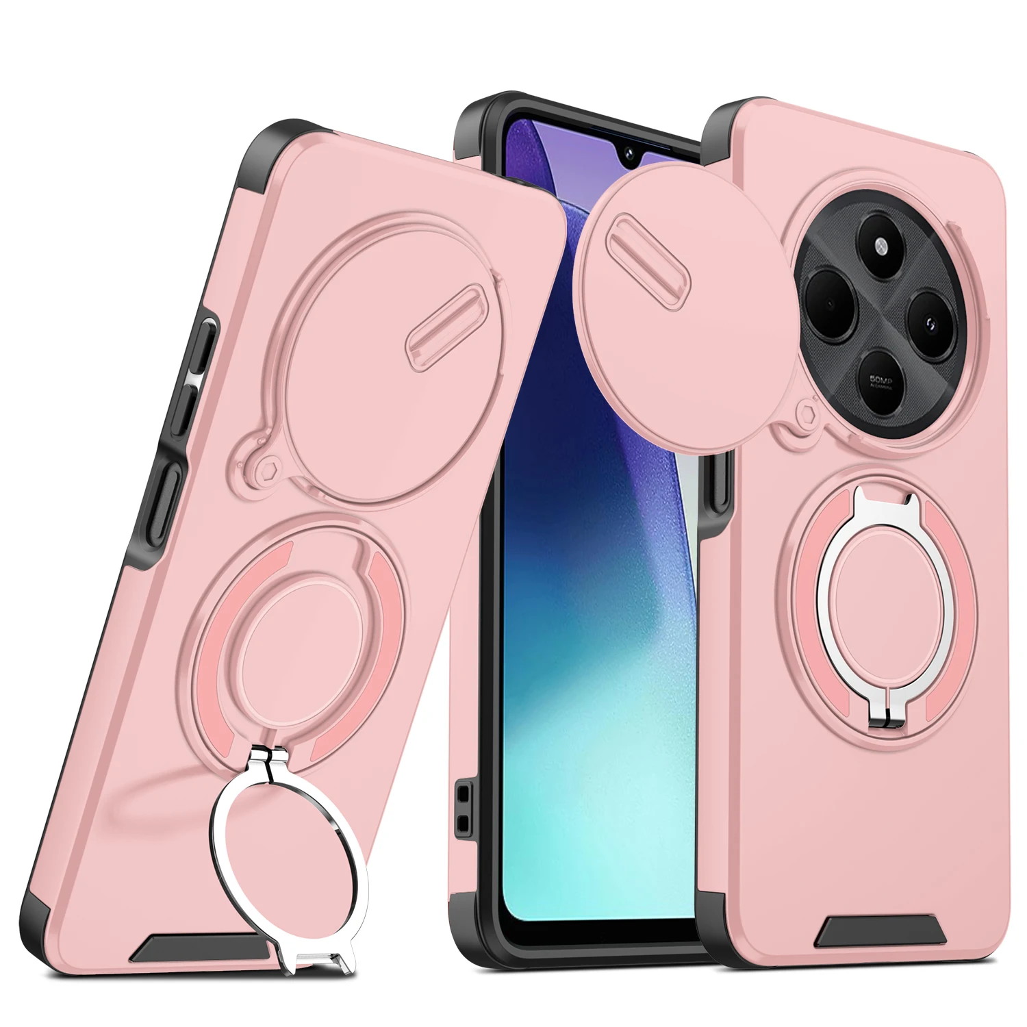 Magnetic Ring Shockproof Armor Case with Slide Camera Protection Cover