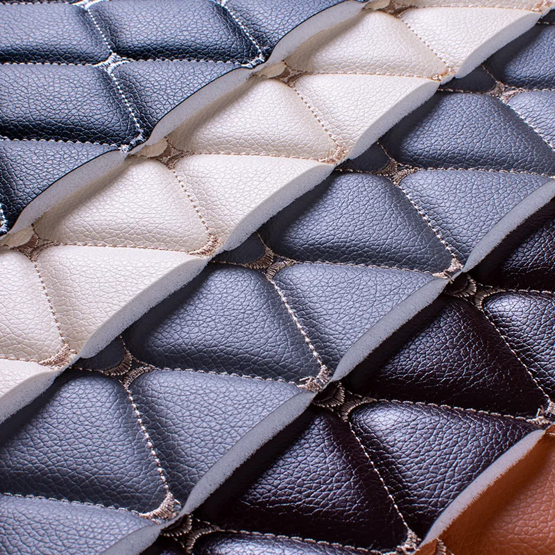 1m Imitation Leather Fabric Sponge Quilted Embroidered Car Interior Material Car Foot Pad Wall Sliding Door Decor PVC Fabrics faux leather fabric