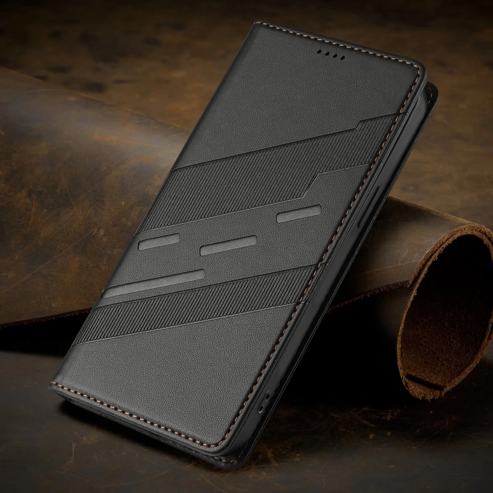 Luxury Leather Card Wallet Phone Case with Magnetic Closure and Protective Cover