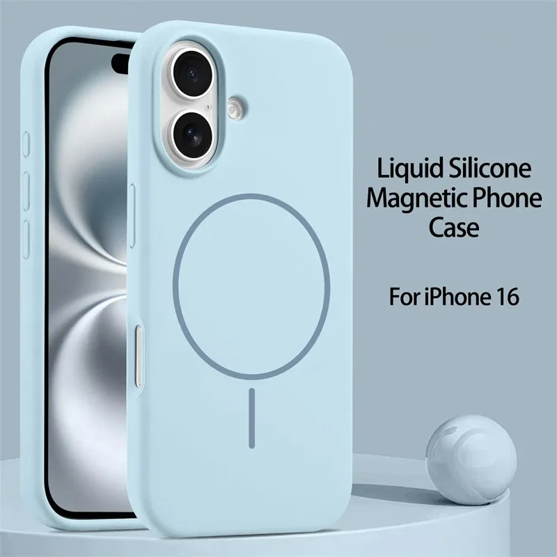 Enhanced Liquid Silicone Magnetic Case with Wireless Charging Support, Slim Soft Cover