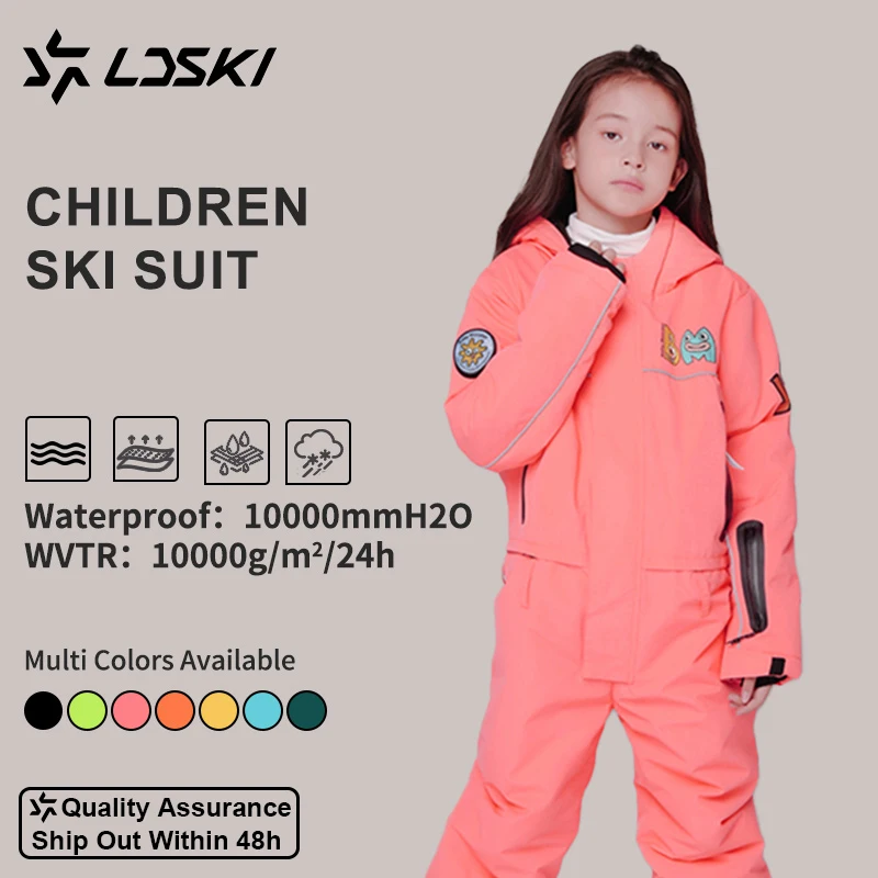 LDSKI Kid Ski Suit Jumpsuit Waterproof Windproof Breathable Warm Children Winter Outdoor Sport Snowboard Boy Girl One-Piece Suit