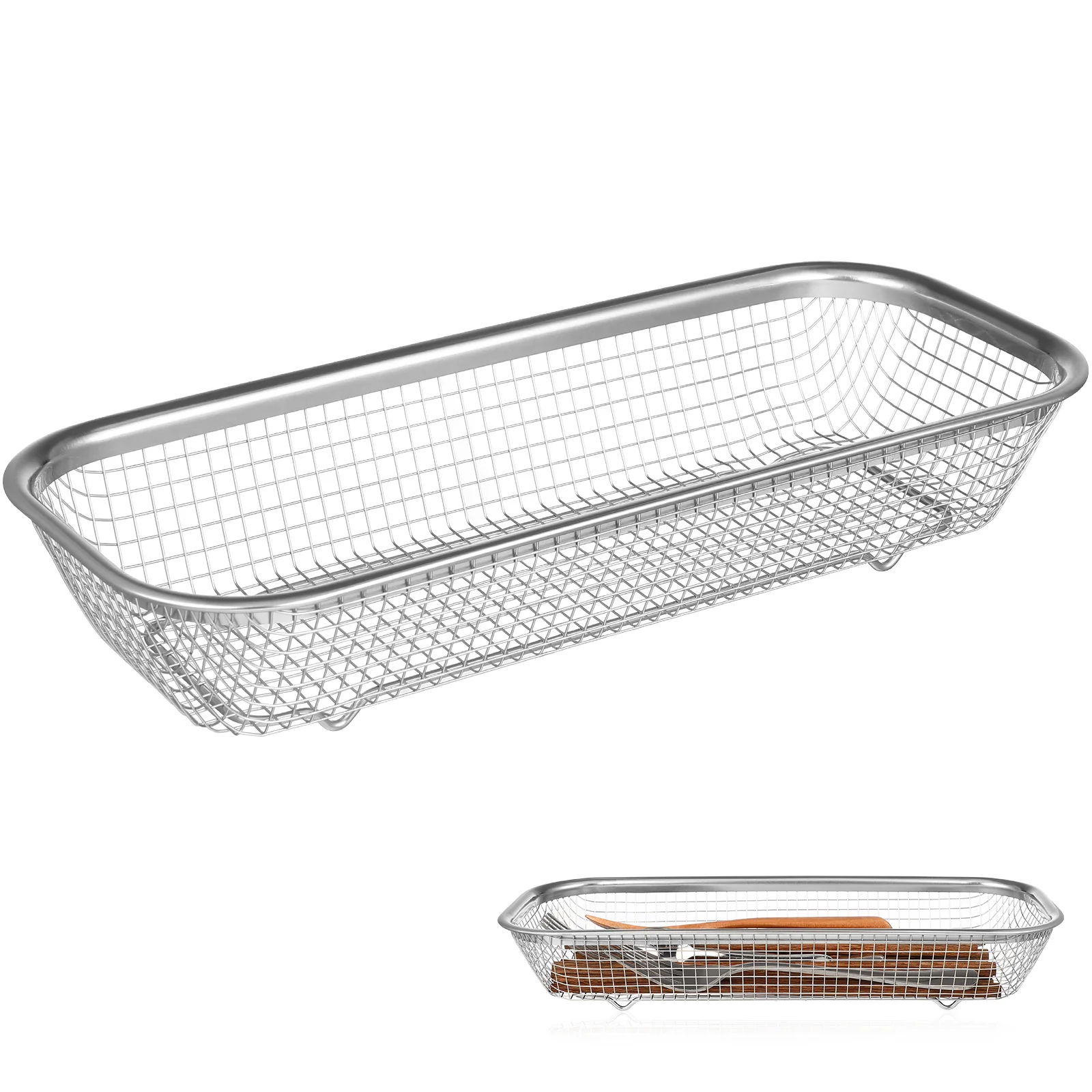 

Stainless Steel Cutlery Storage Basket Mesh Chopsticks Holder Spoons Fork Drainer Rack Kitchen Tableware Organizer