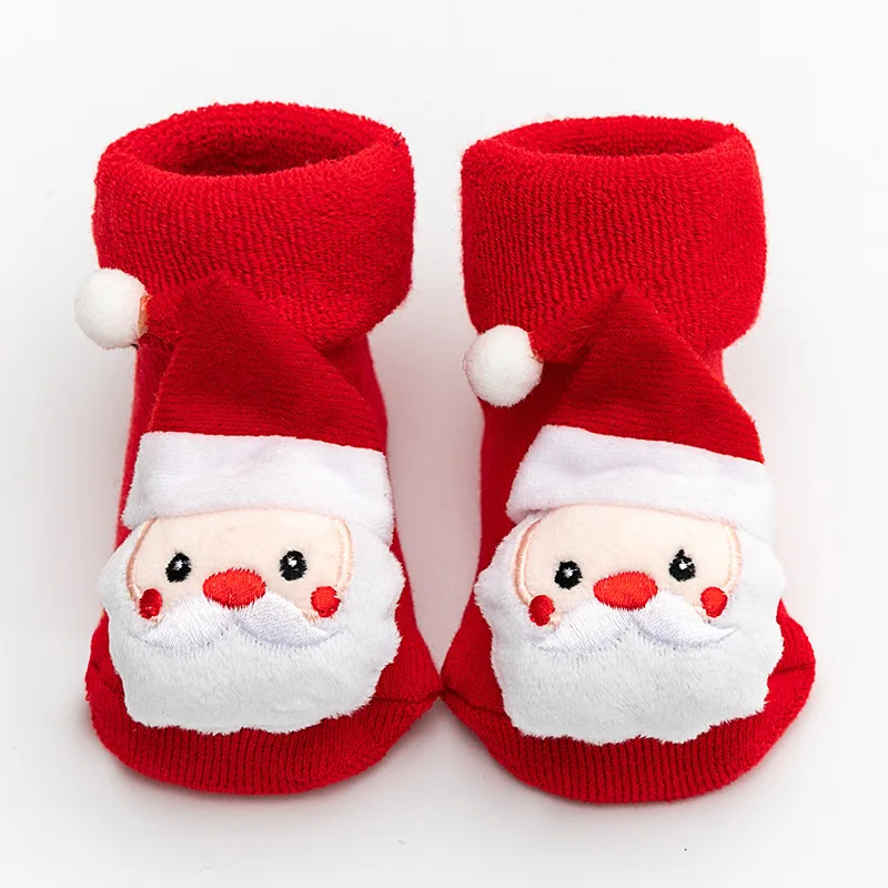Newborn Toddler Baby Boys Girls Christmas Girls Non-slip Print Cotton Toddler Santa Claus Snowman Decor