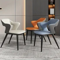 French Style 1Pc Leather Dining Chair with Backrest, Hollow Design, Suitable for Clubhouse Hotel Western Restaurant Cafe