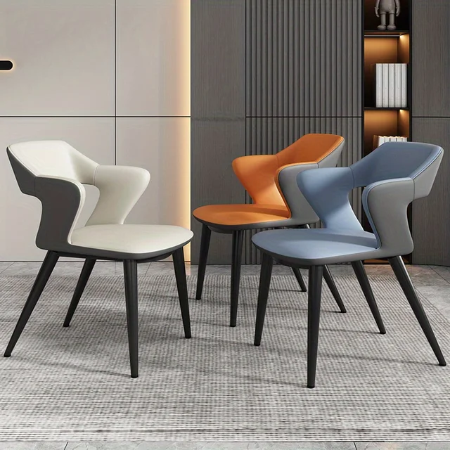 French Style 1Pc Leather Dining Chair with Backrest, Hollow Design, Suitable for Clubhouse Hotel Western Restaurant Cafe