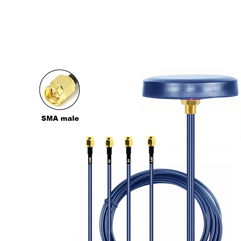 

1Pcs 1M/2M/3M Cable SMA Male 4G+4G+GPS+WIFI Antenna Four in One 2.4G Glonass LTE+GNSS+2.4Ghz Outdoor Combined Antenna Paste